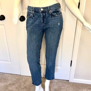 Free People Button Fly Boyfriend Ankle Jeans Sz 27